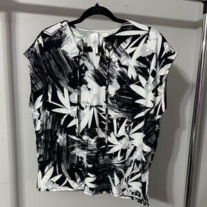 Monochrome Leaf Print Blouse